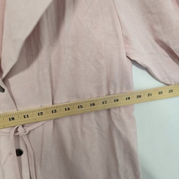 Long-sleeved trench coat with cuffs, lapel coat with drawstring waist - Picture 8 of 12